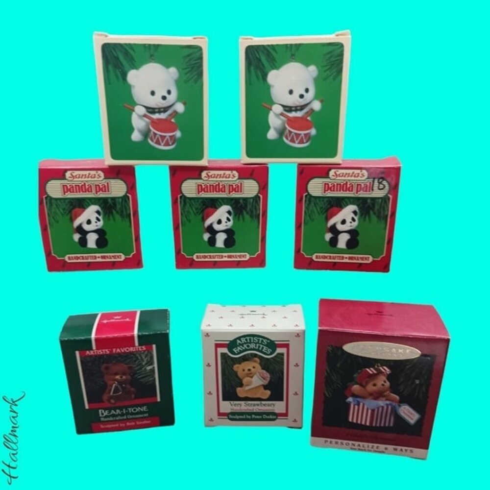 Hallmark vintage lot of 8 pcs bears ornaments